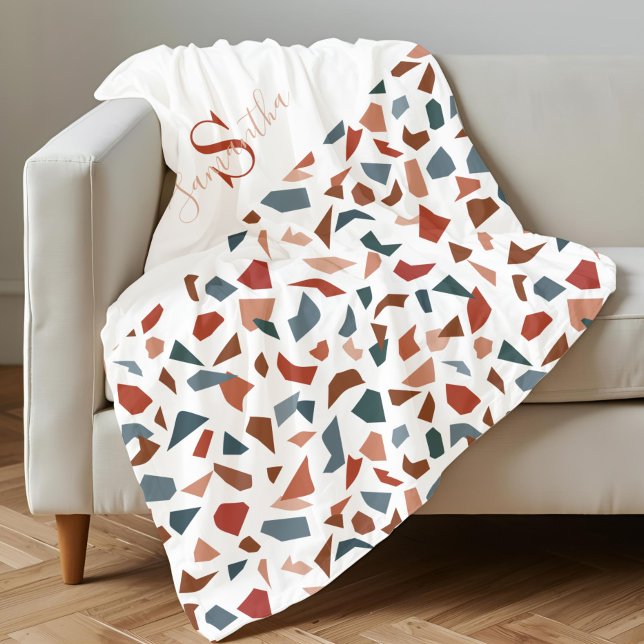 Cobertor De Velo Padrão Marrom Elegante Monograma (Monogrammed Elegant Brown Pattern Fleece Blanket)