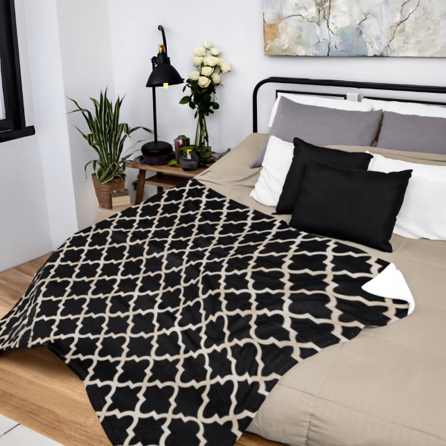 Cobertor De Velo Padrão marroquino preto e Dourado (Criador carregado)