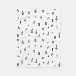 Cobertor De Velo Padrão Minimalista da Floresta Negra e Branca de I