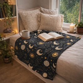Cobertor De Velo Padrão Místico Celestial da Lua
