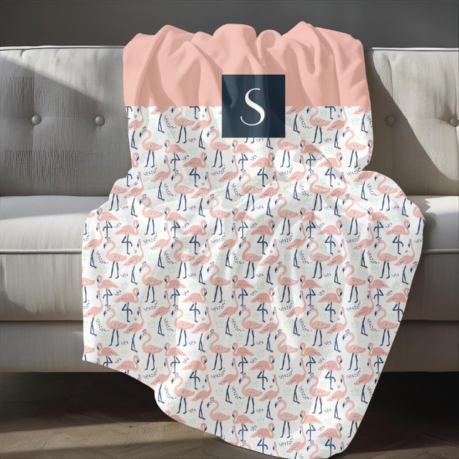 Cobertor De Velo Padrão Moderno de Flamingo Rosa Tropical (Modern Tropical Pink Flamingo Pattern Fleece Blanket)