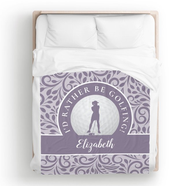 Cobertor De Velo Padrão Moderno do Golf Silhouette Roxo (Custom Golf Silhouette Modern Pattern Purple Chic Fleece Blanket)