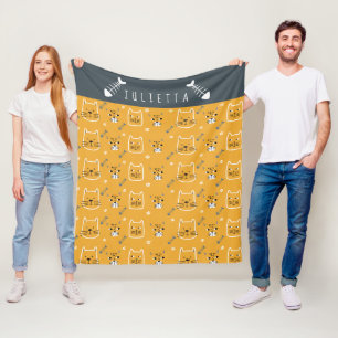 Cobertor De Velo Padrão Moderno Personalizado de Gato Bonito