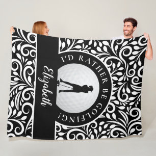 Cobertor De Velo Padrão Moderno Silhueta de Golfe Preta e Branca Pe