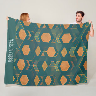 Cobertor De Velo Padrão Monocromático Azul-Cubo de Interfaces