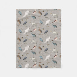 Cobertor De Velo Padrão Natural do Heron Bird Egret da Aquarela