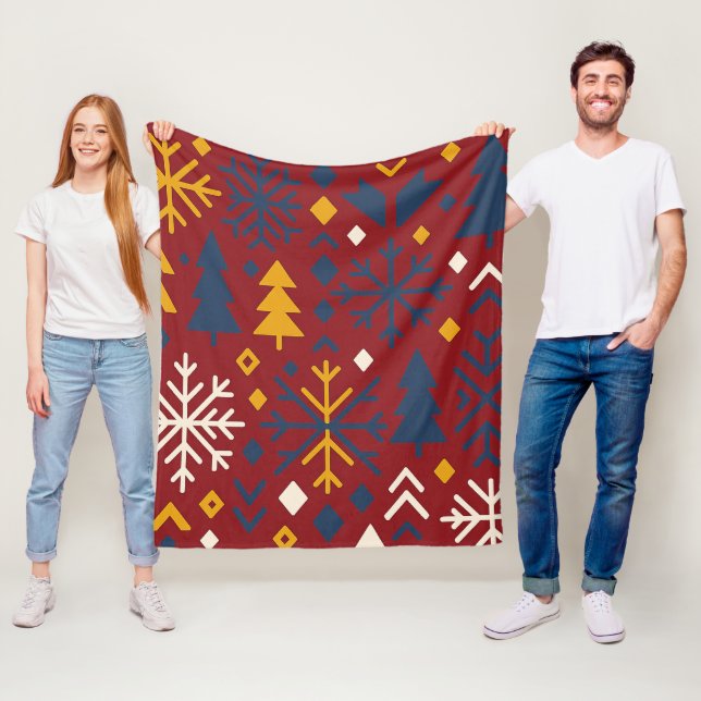 Cobertor De Velo Padrão Nórdico Negrito da Floresta Festiva de Inve (In Situ)