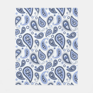 Cobertor De Velo Padrão Paisley Azul