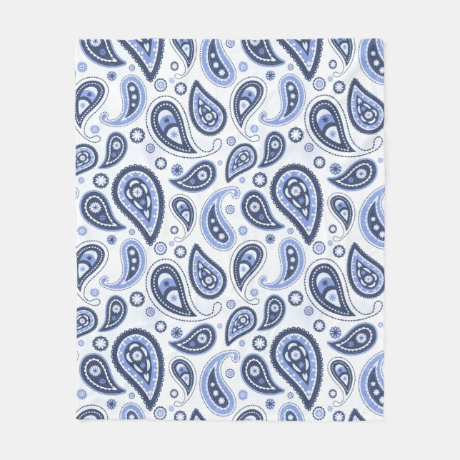 Cobertor De Velo Padrão Paisley Azul (Frente)