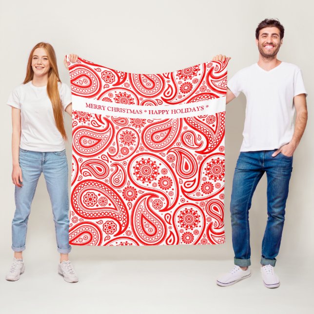 Cobertor De Velo Padrão paisley de vinheta vermelha e branca (In Situ)