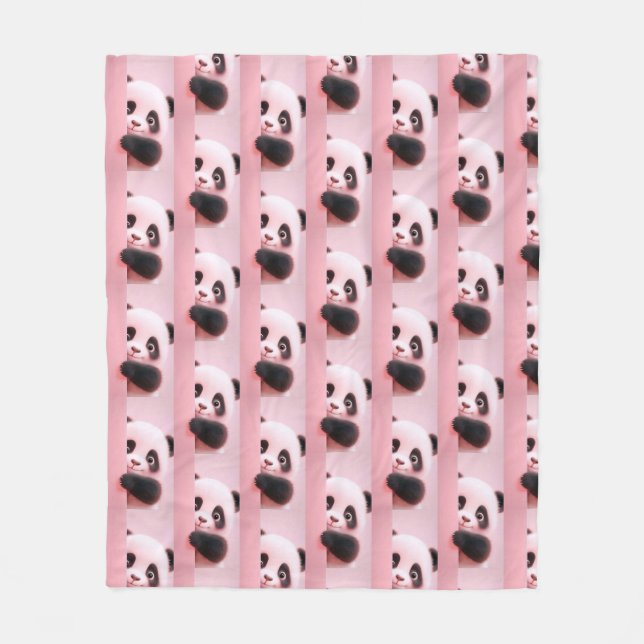 Cobertor De Velo Padrão Panda Rosa (Frente)