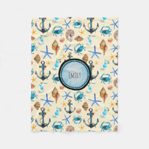 Cobertor De Velo Padrão Pensado Da Vida Praia E Do Mar Personalizad