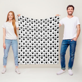 Cobertor De Velo Padrão Pequeno de Arte de Linha Cactos