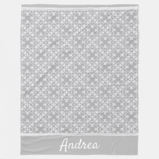 Cobertor De Velo Padrão personalizado branco e cinza (Frente)