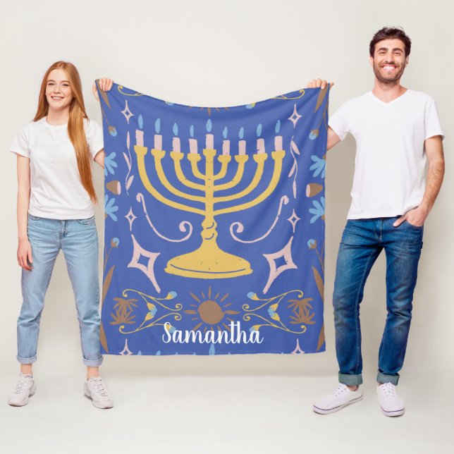 Cobertor De Velo Padrão personalizado de Hanukkah (In Situ)