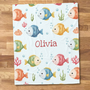 Cobertor De Velo Padrão Personalizado de Peixes Tropicais Divertido