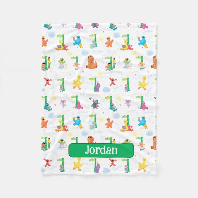 Cobertor De Velo Padrão Personalizado de Rua Sésamo Sunny Day (Frente)