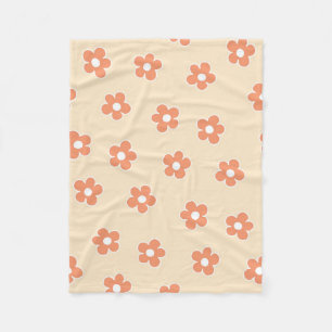 Cobertor De Velo Padrão Preppy Peach White Hippie Flower