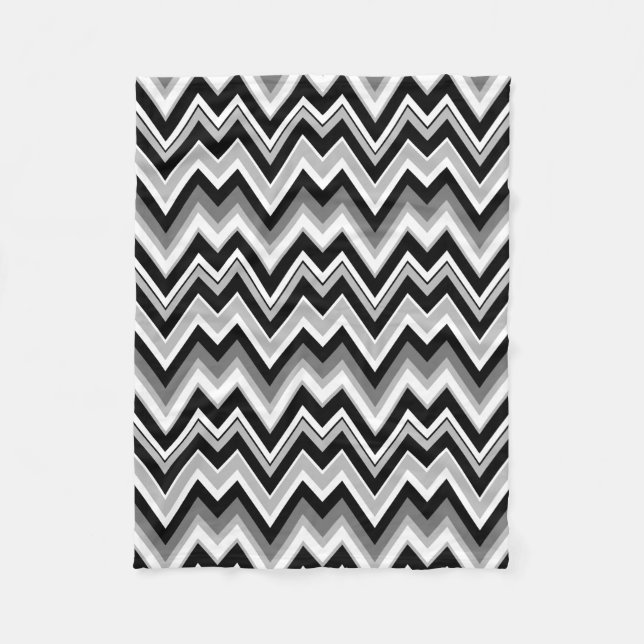 Cobertor De Velo Padrão Preto Branco E Cinza Chevron Zigzag (Frente)