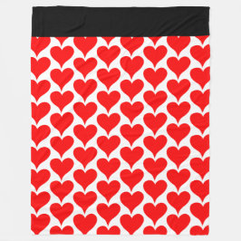 Cobertor De Velo Padrão Preto do Coração Vermelho