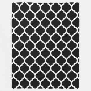 Cobertor De Velo Padrão Quatrefoil Preto Branco Marroquino