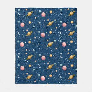 Cobertor De Velo Padrão Retro de Planetas e Estrelas