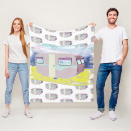 Cobertor De Velo Padrão Rosa Bonito Caravana Art