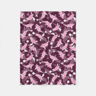Cobertor De Velo Padrão rosa e roxo - Peixe Koi