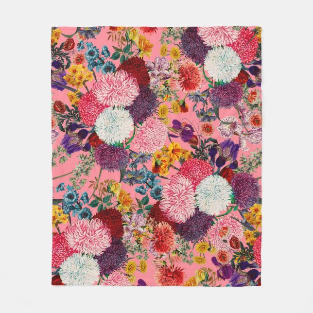 Cobertor De Velo Padrão Rosa Floral (Frente)