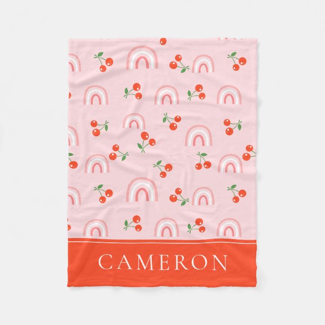 Cobertor De Velo Padrão Rosa Rainbow Cherry (Frente)