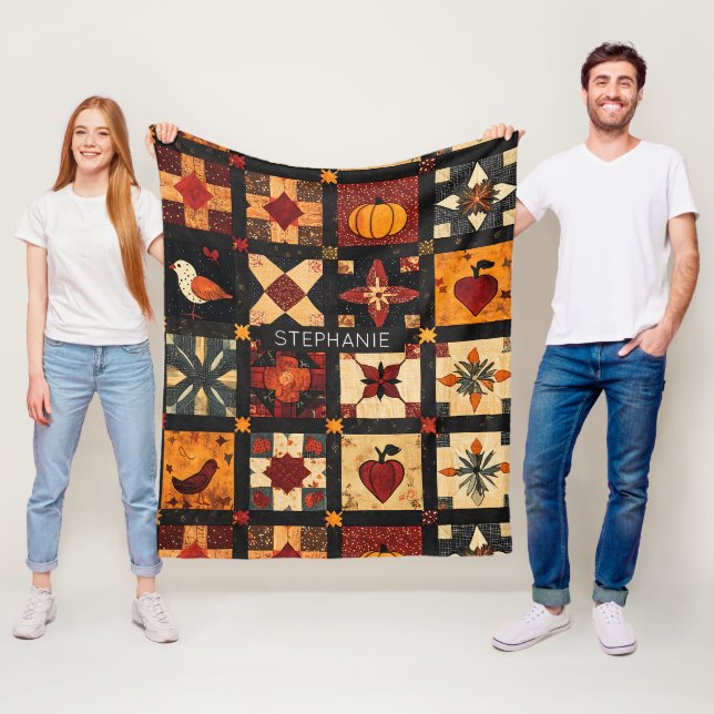 Cobertor De Velo Padrão Rustic Autumn Patchwork Quilt | Farmhouse (In Situ)