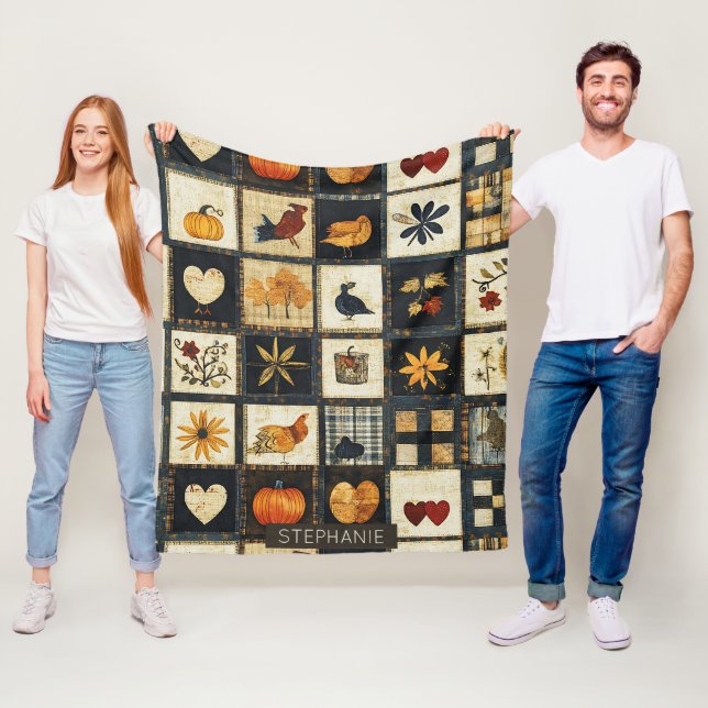 Cobertor De Velo Padrão Rustic Autumn Quilt | Patchwork de fazenda (In Situ)