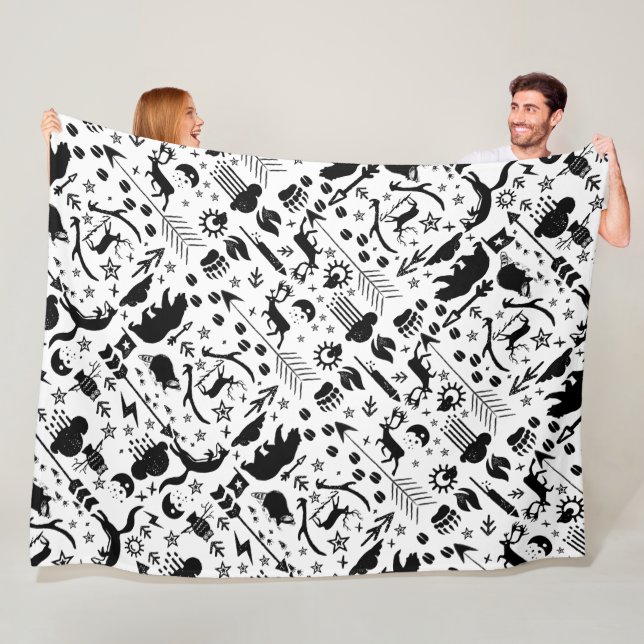 Cobertor De Velo Padrão Rustic Black Owl Carrinho Raposo Raposo (In Situ)