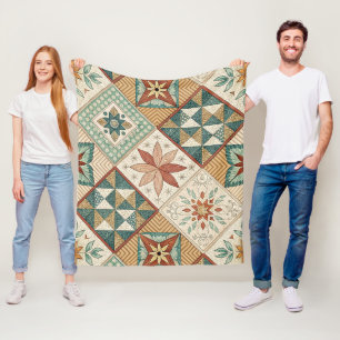Cobertor De Velo Padrão Rustic Diamond Patchwork - Geométrico