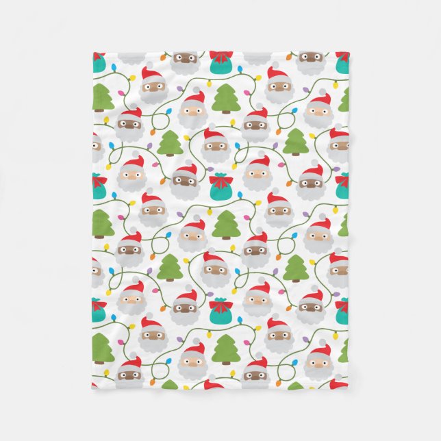 Cobertor De Velo Padrão Santa Clauses (Frente)