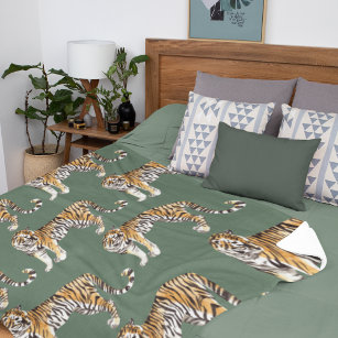 Cobertor De Velo Padrão Selvagem de Tigres Tropicais Modernos