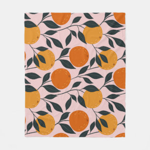 Cobertor De Velo Padrão Sem Costura De Citros De Laranja Vibrante