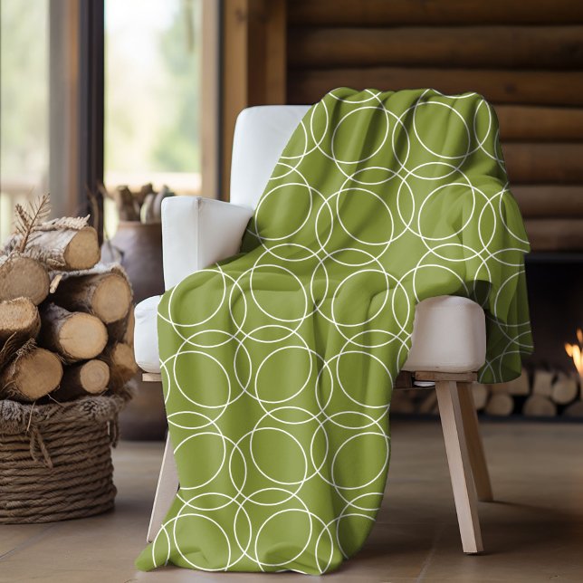 Cobertor De Velo Padrão Simples Moderno (fleece blanket with circle pattern in green)