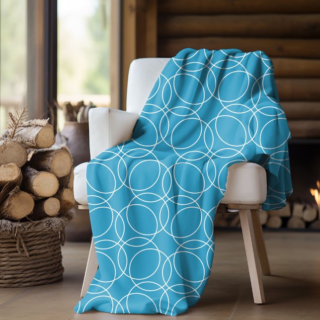 Cobertor De Velo Padrão Simples Moderno (fleece blanket with circle pattern in blue)