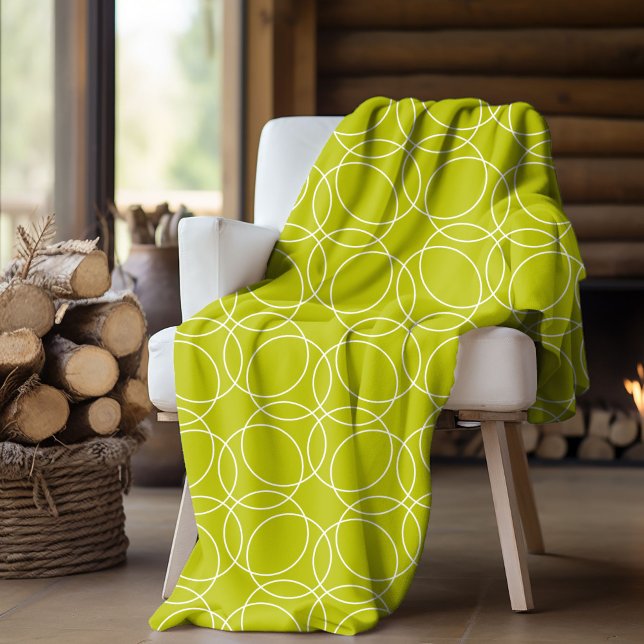 Cobertor De Velo Padrão Simples Moderno (fleece blanket with circle pattern in light green)
