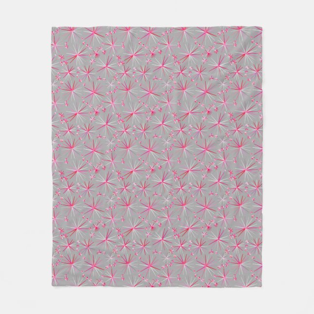 Cobertor De Velo Padrão Sputnik de meio século, Cinzas e Fuchsia (Frente)