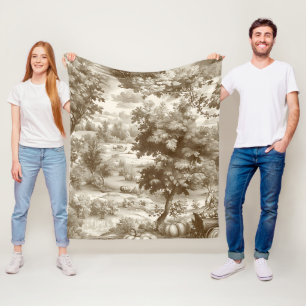 Cobertor De Velo Padrão Toile de Abóbora Sépia País Francês