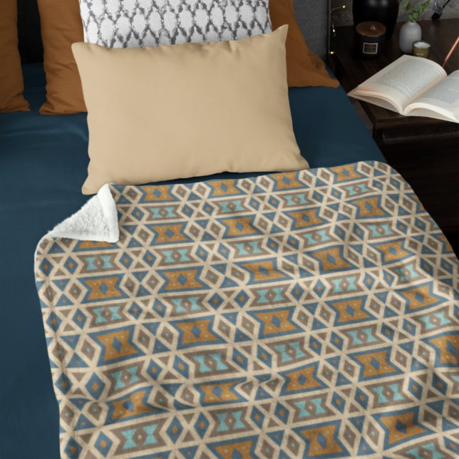 Cobertor De Velo Padrão Tribal Laranja Castanho Azul Turquesa (Criador carregado)