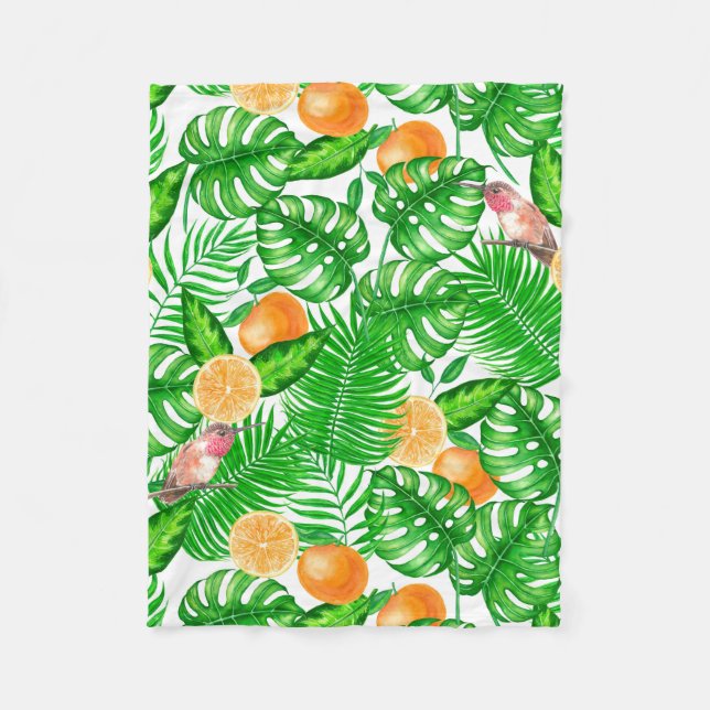 Cobertor De Velo Padrão tropical, beija-flores II (Frente)