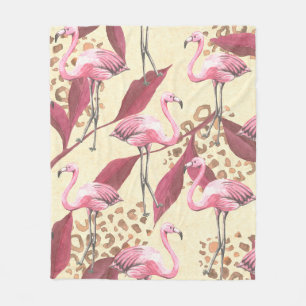 Cobertor De Velo Padrão tropical sem costura com flamingo cor-de-ro