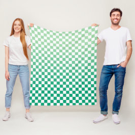 Cobertor De Velo Padrão Verificado de Gradiente Verde Claro a Escur