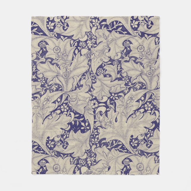 Cobertor De Velo Padrão Wallflower Azul Antigo de William Morris (Frente)