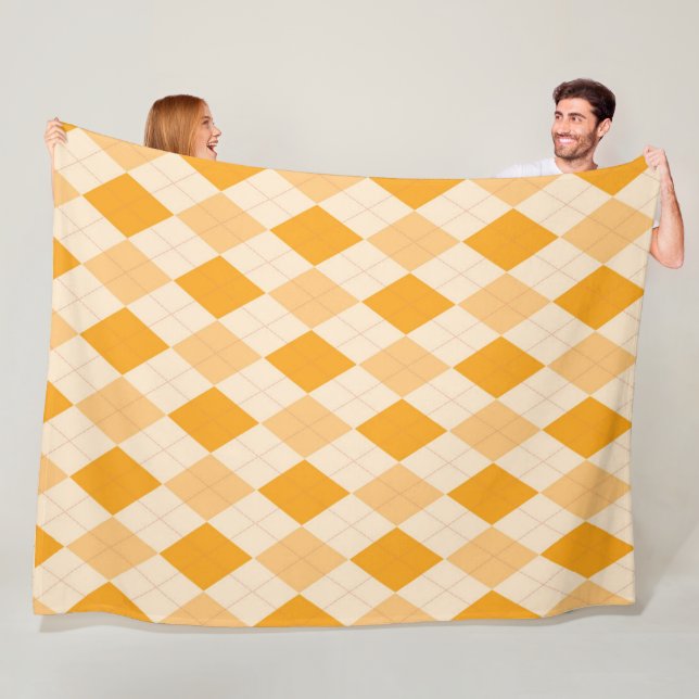 Cobertor De Velo Padrão xadrez argyle laranja estampado (In Situ)