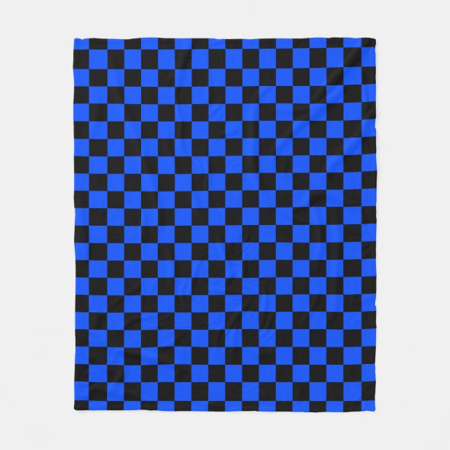 Cobertor De Velo Padrão xadrez azul e preto (Frente)