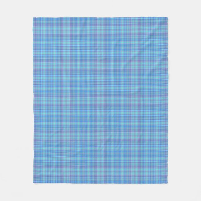 Cobertor De Velo Padrão Xadrez Azul Pastel (Frente)